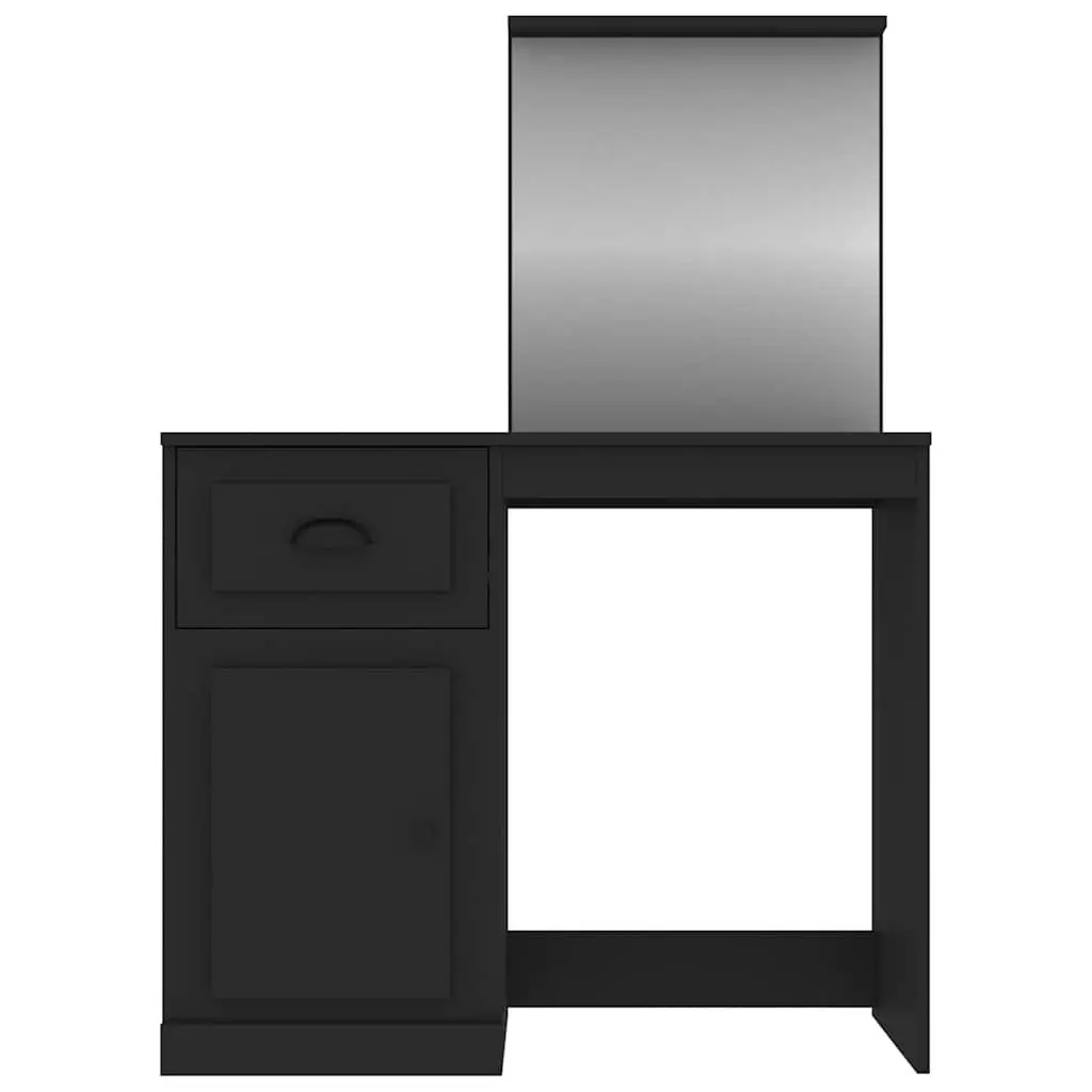 Dressing Table with Mirror Black Bedroom Vanity Unit Engineered Wood 90 x 50 x 132.5 cm