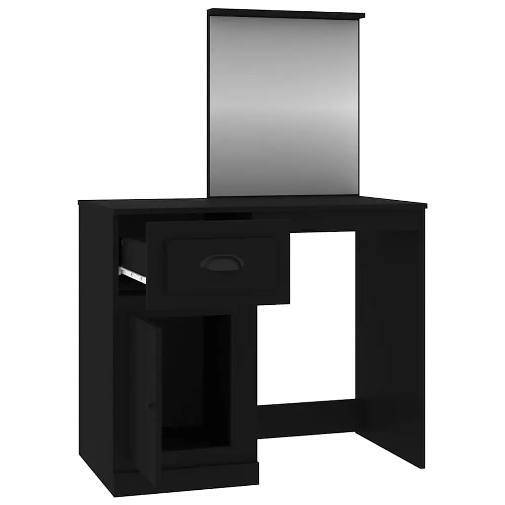 Dressing Table with Mirror Black Bedroom Vanity Unit Engineered Wood 90 x 50 x 132.5 cm
