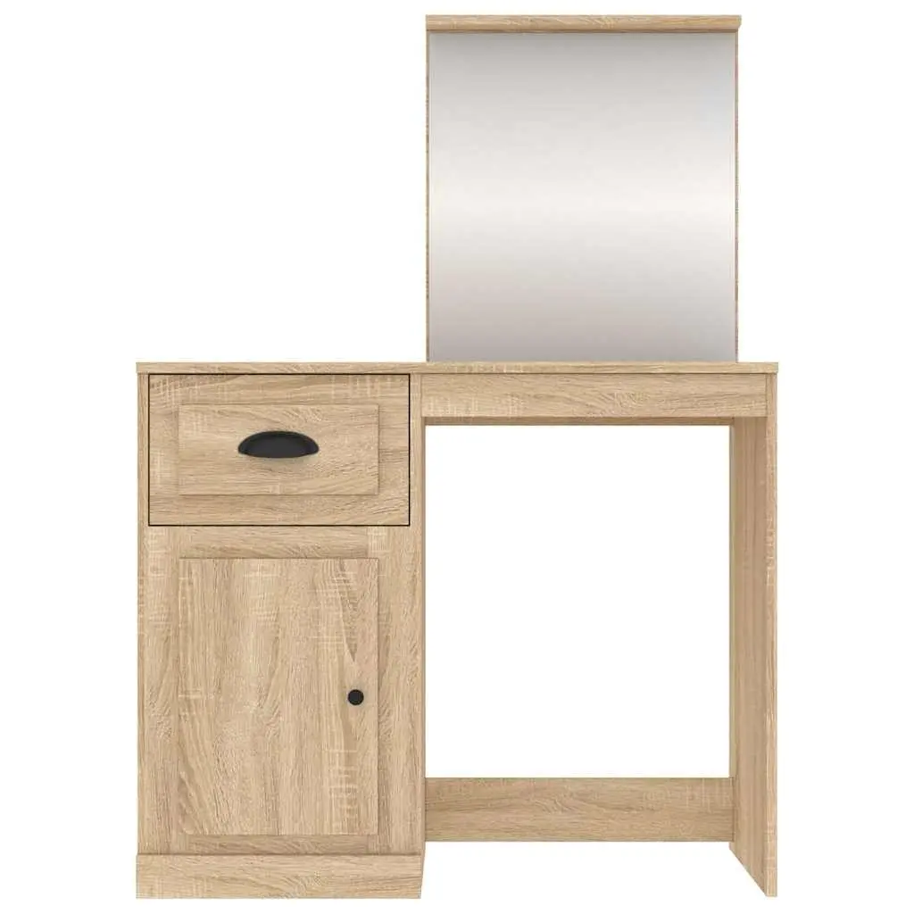 Dressing Table with Mirror Bedroom Vanity Unit Storage Brown Engineered Wood