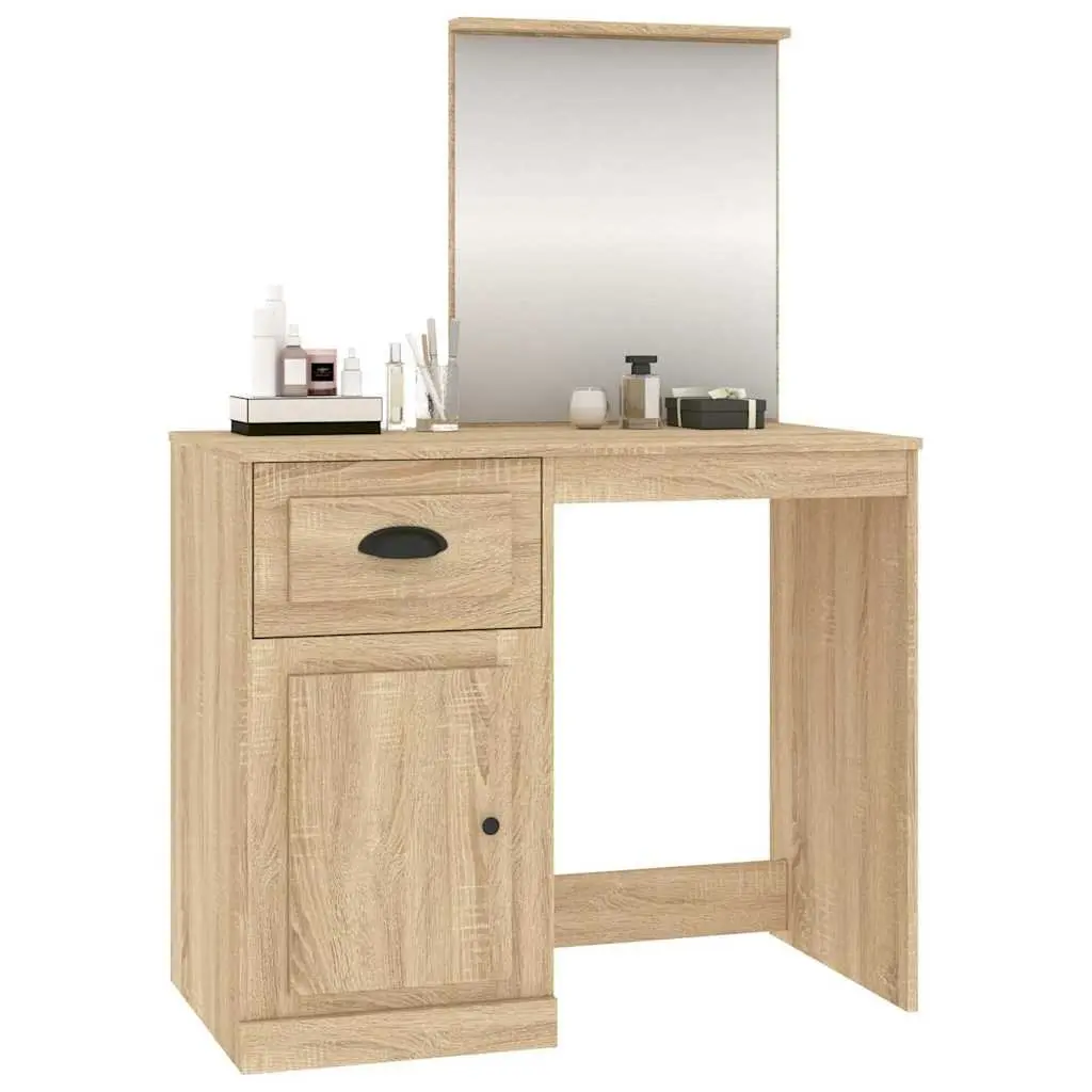 Dressing Table with Mirror Bedroom Vanity Unit Storage Brown Engineered Wood