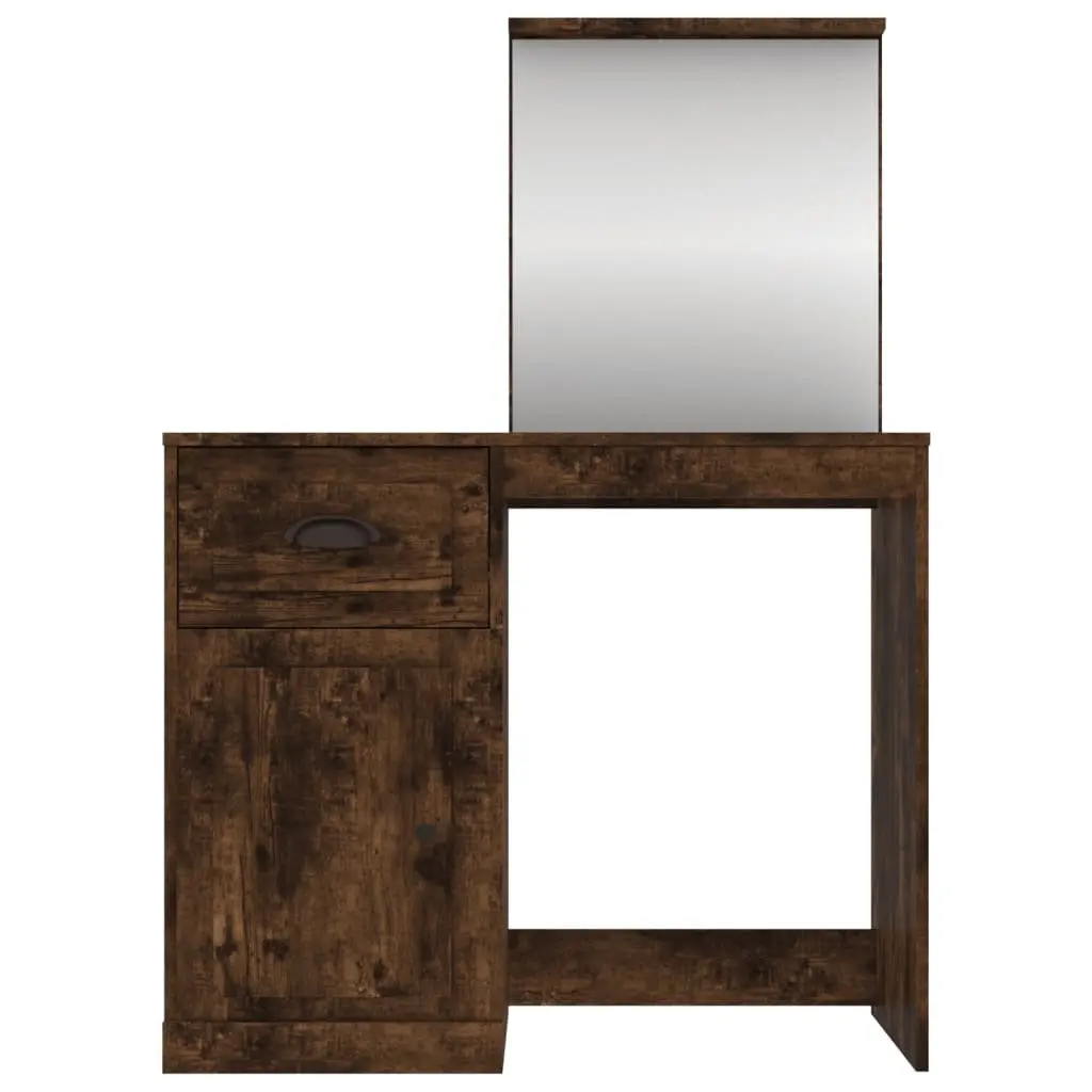 Dressing Table Makeup Desk with Mirror Brown Engineered Wood 90 x 50 x 132.5 cm