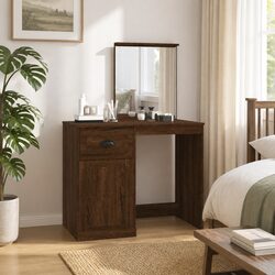 Reliable Brown Oak Dressing Table with Mirror for Daily Use