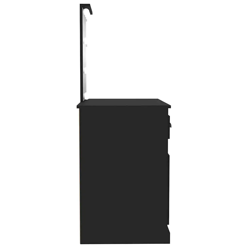 Dressing Table LED Mirror Makeup Desk Storage Unit Black 90W x 50D x 1325H cm