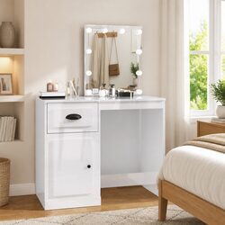 Functional Dressing Table with LED Mirror Features