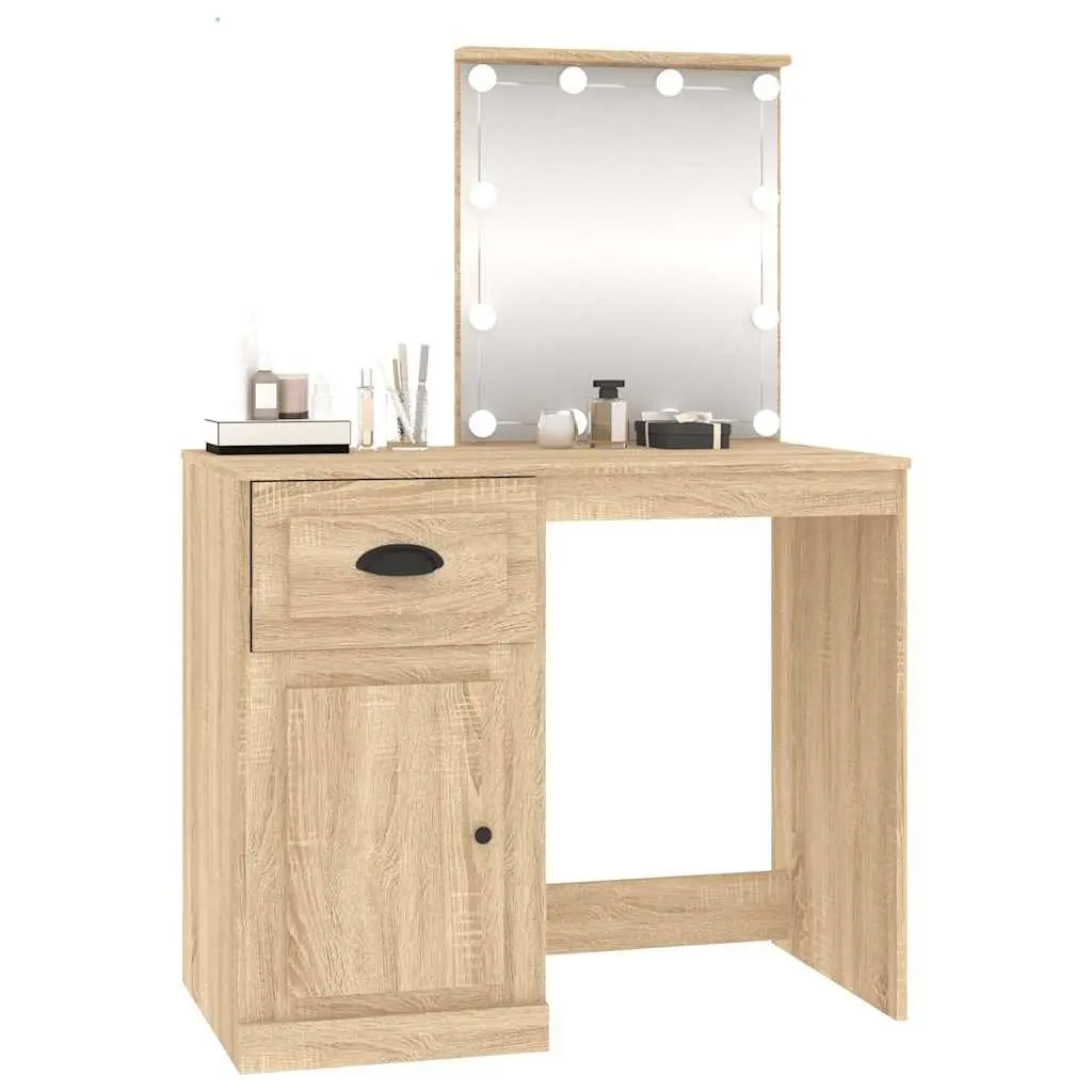 Dressing Table with LED Mirror and Storage Options