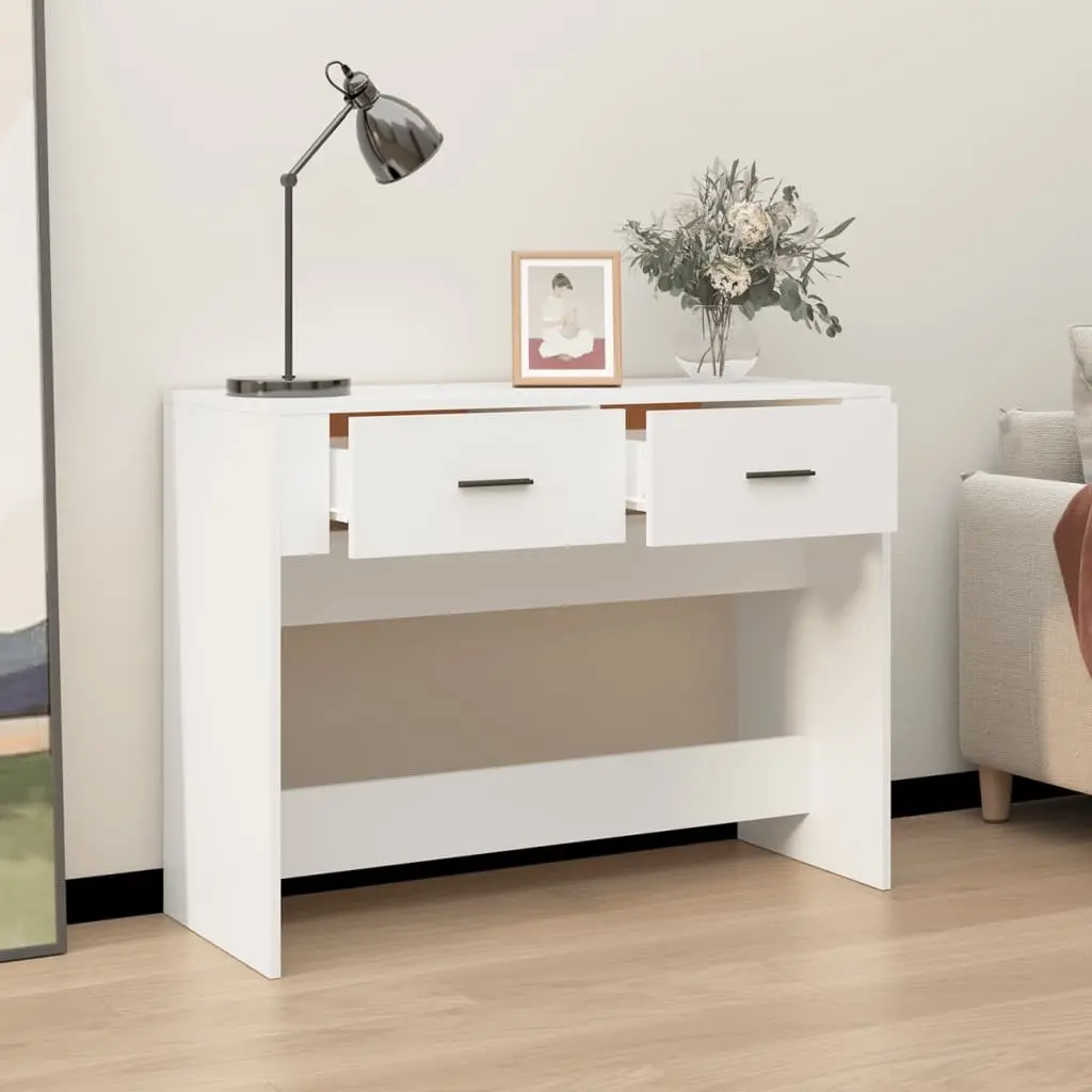 White Console Table with Storage Drawers