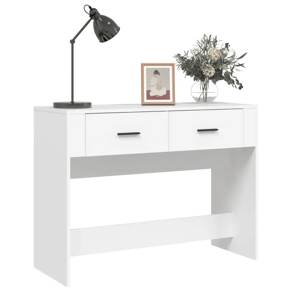 White Console Table with Storage Drawers