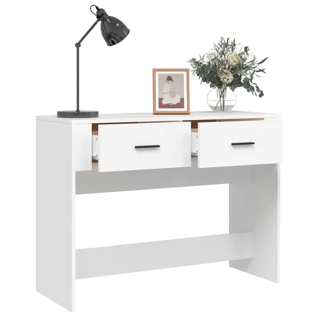 White Console Table with Storage Drawers