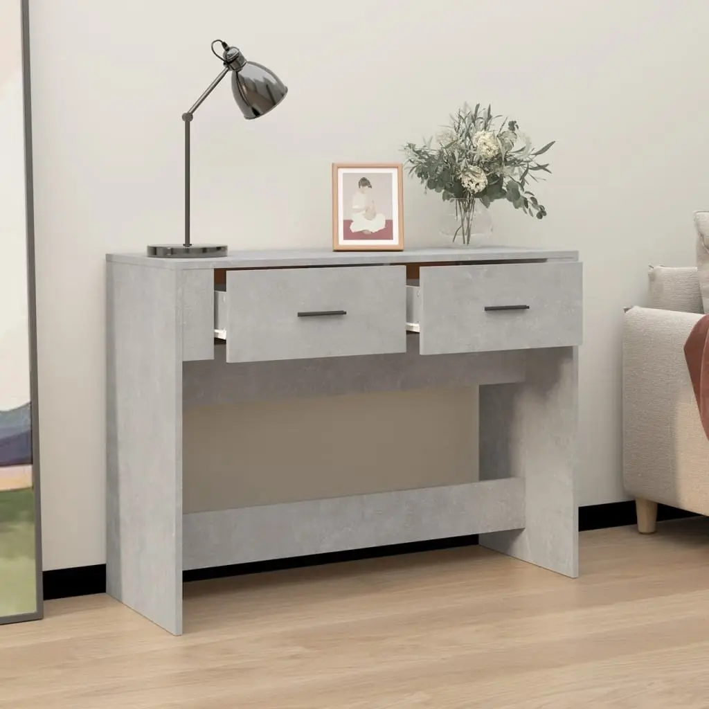 Grey Console Table with Storage Drawers