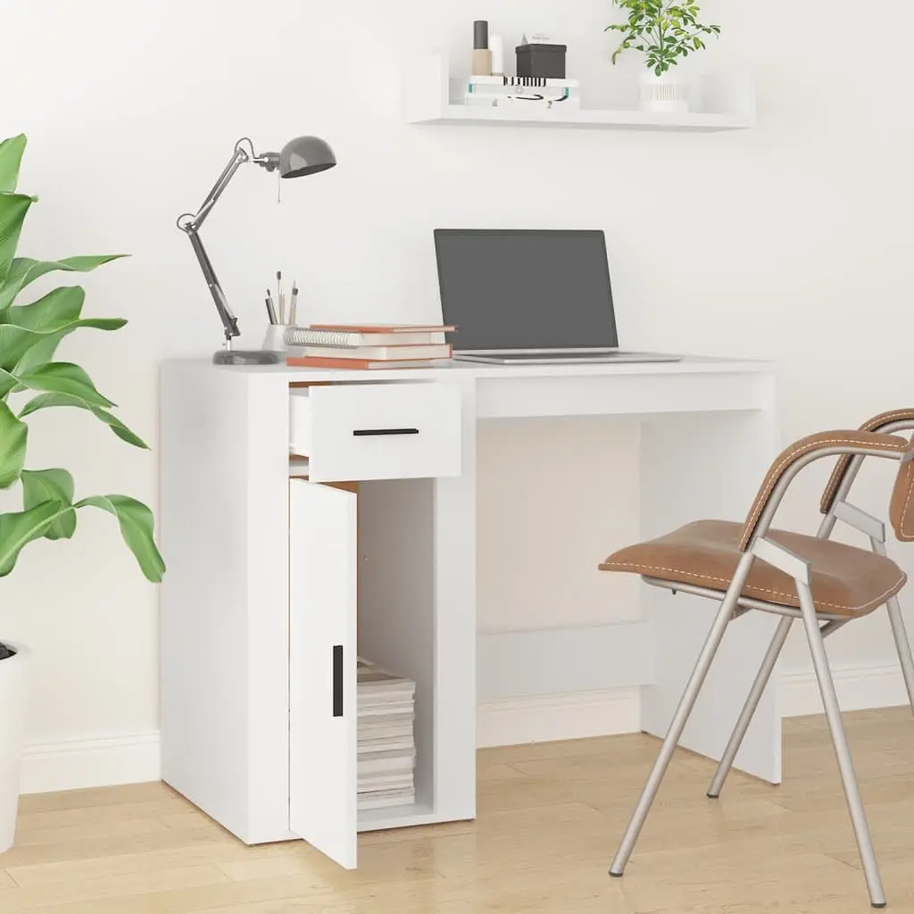 White Office Desk with Storage Solutions