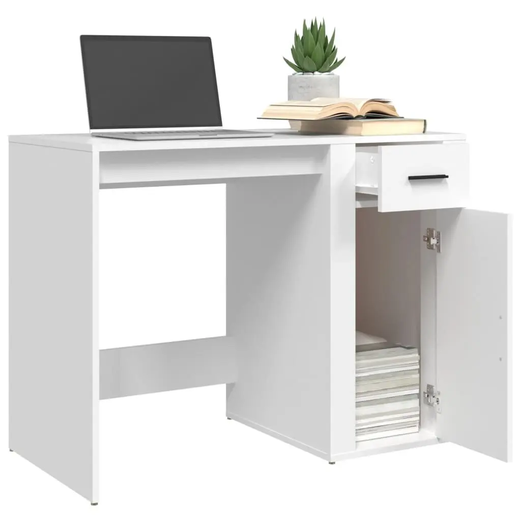 White Office Desk with Storage Solutions