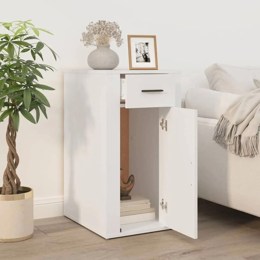 Desk Cabinet White Storage Organizer Engineered Wood 40W x 49D x 75H cm