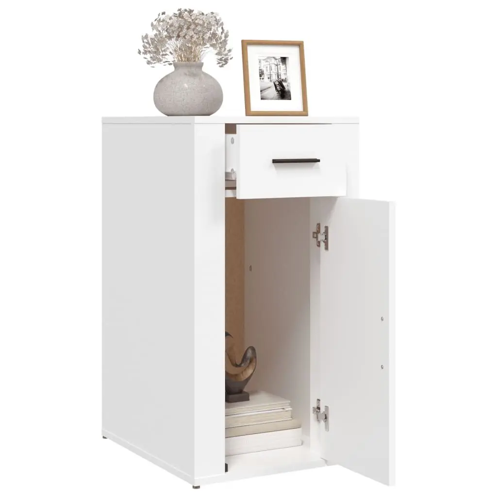 Desk Cabinet White Storage Organizer Engineered Wood 40W x 49D x 75H cm