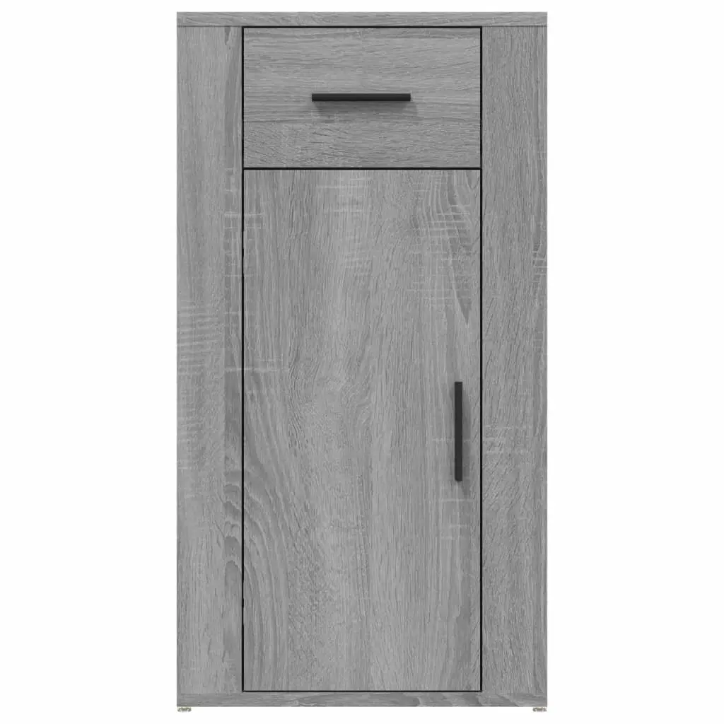 Desk Cabinet Grey Storage Engineered Wood Drawer Door Cupboard Office Furniture