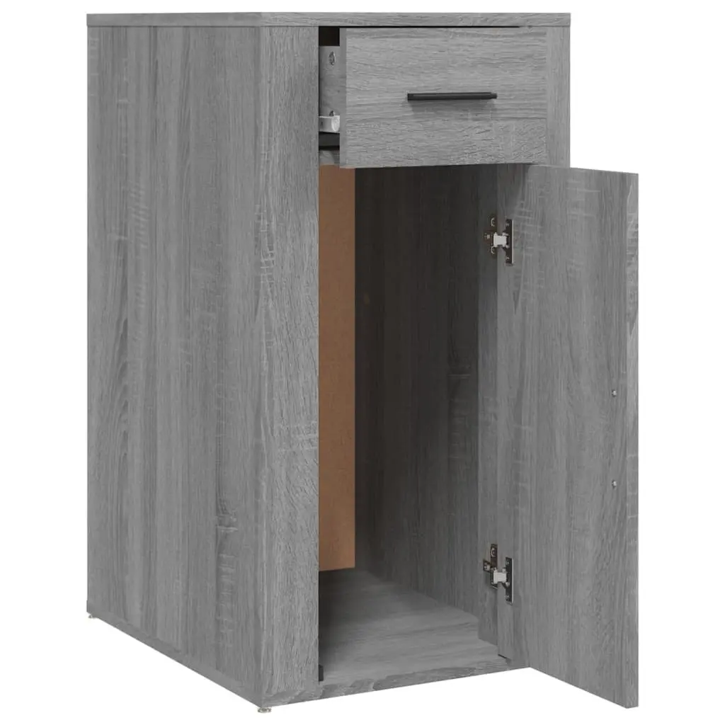 Desk Cabinet Grey Storage Engineered Wood Drawer Door Cupboard Office Furniture