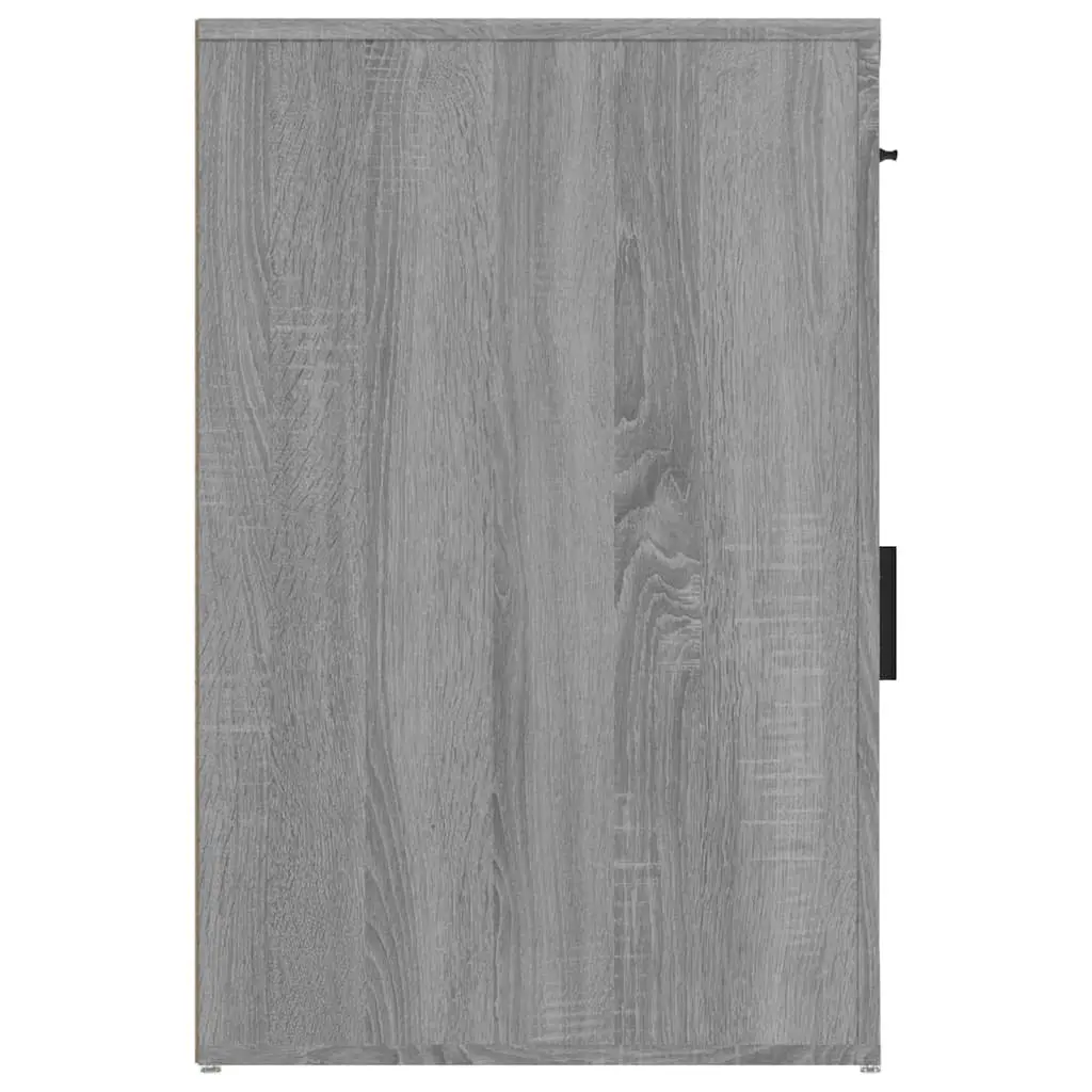 Desk Cabinet Grey Storage Engineered Wood Drawer Door Cupboard Office Furniture