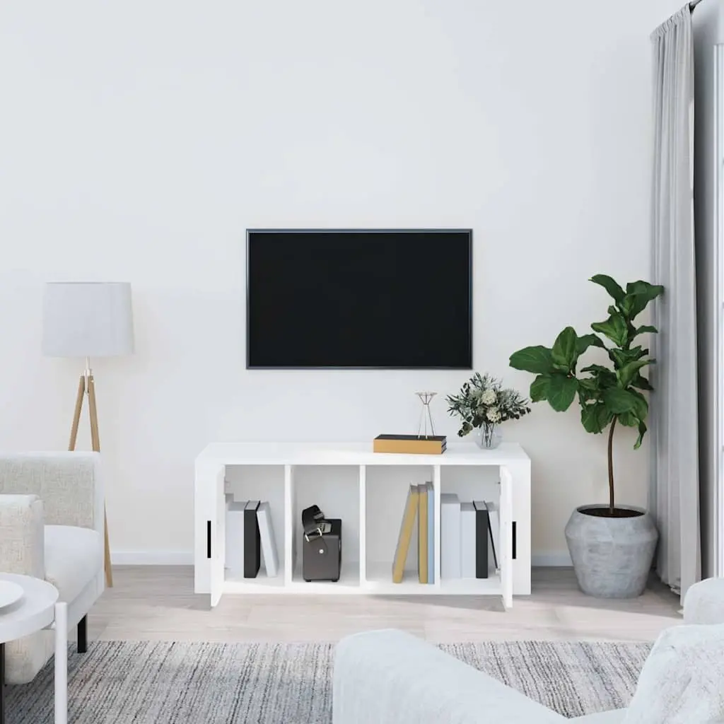 TV Cabinet Media Storage Unit 100x35x40 cm White Engineered Wood