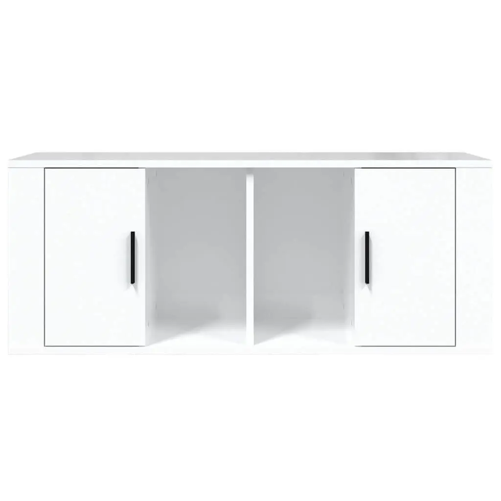 TV Cabinet Media Storage Unit 100cm High Gloss White 4 Compartments Engineered Wood