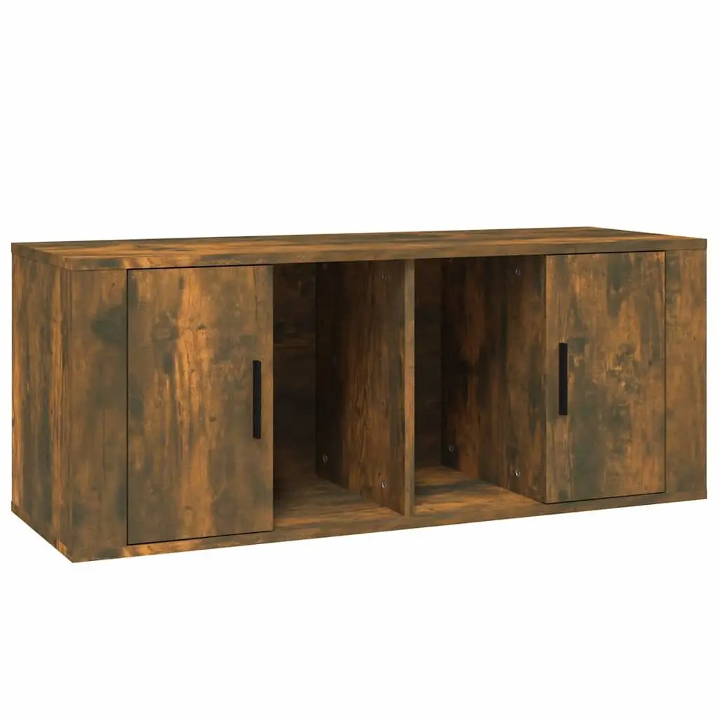 TV Cabinet Media Storage Unit 100 x 35 x 40 cm Brown Engineered Wood with Compartments and Door