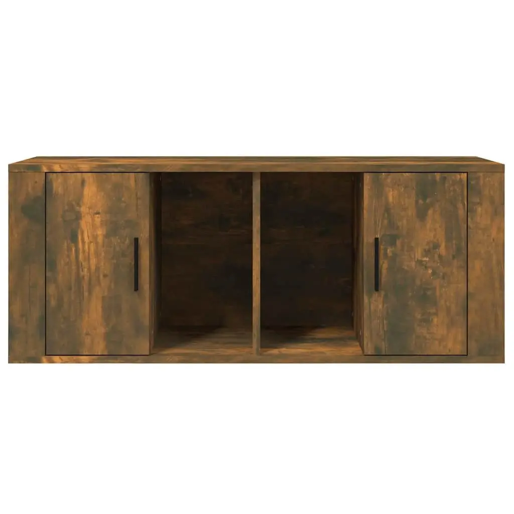TV Cabinet Media Storage Unit 100 x 35 x 40 cm Brown Engineered Wood with Compartments and Door
