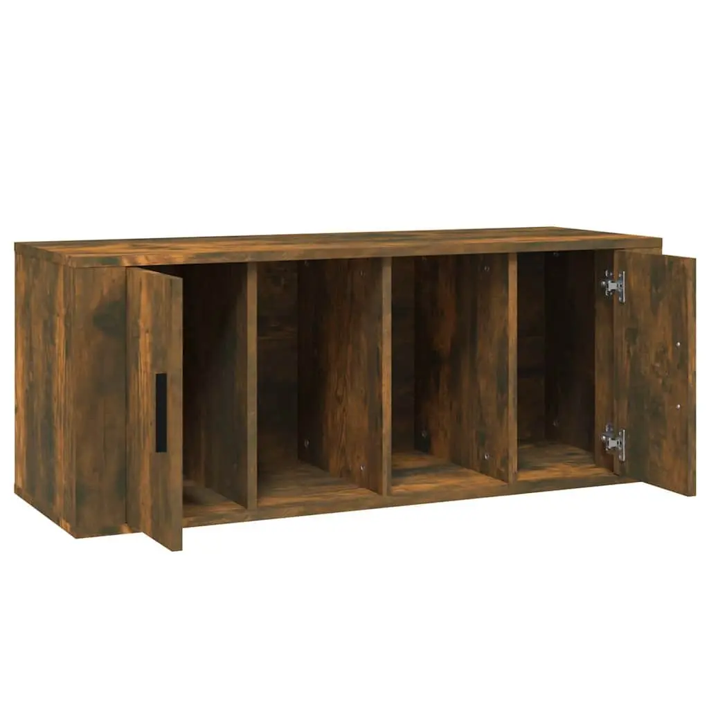 TV Cabinet Media Storage Unit 100 x 35 x 40 cm Brown Engineered Wood with Compartments and Door