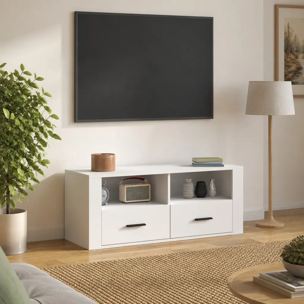 TV Cabinet Media Storage Unit 100x35x40 cm White