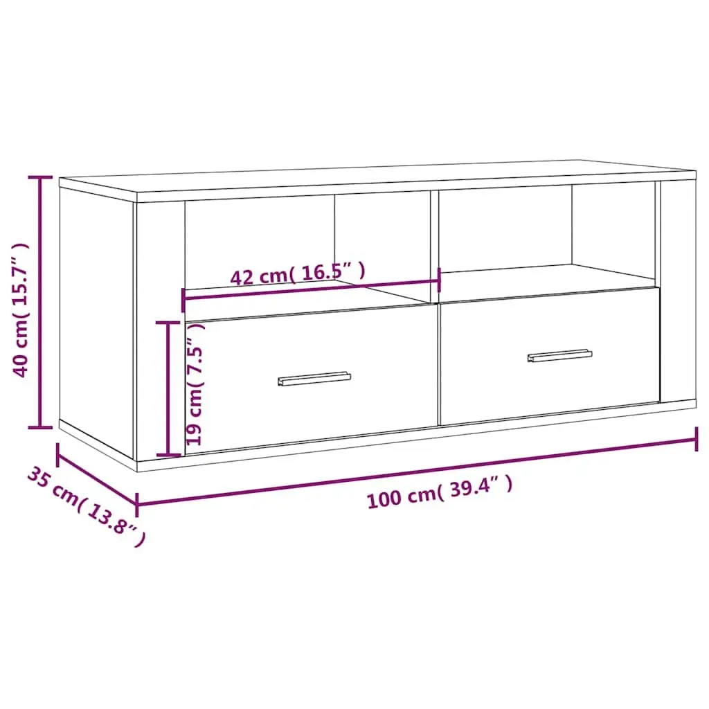 TV Cabinet Media Storage Unit 100x35x40 cm White