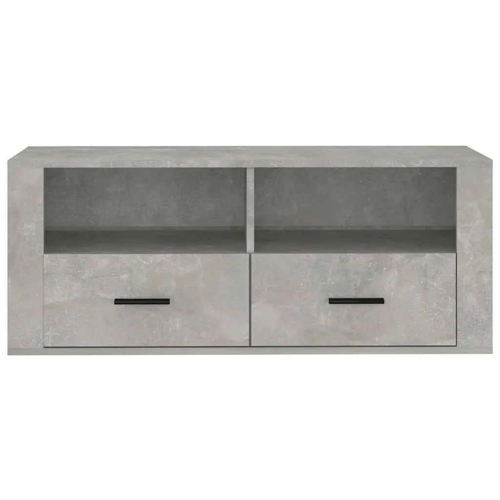 TV Cabinet Concrete Grey Storage Unit Engineered Wood Media Entertainment