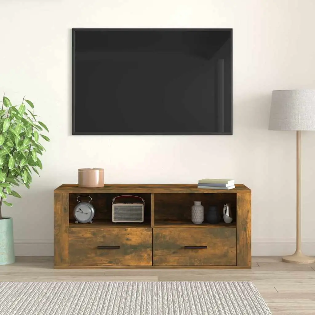 TV Cabinet Media Storage Unit 100cm Smoked Oak