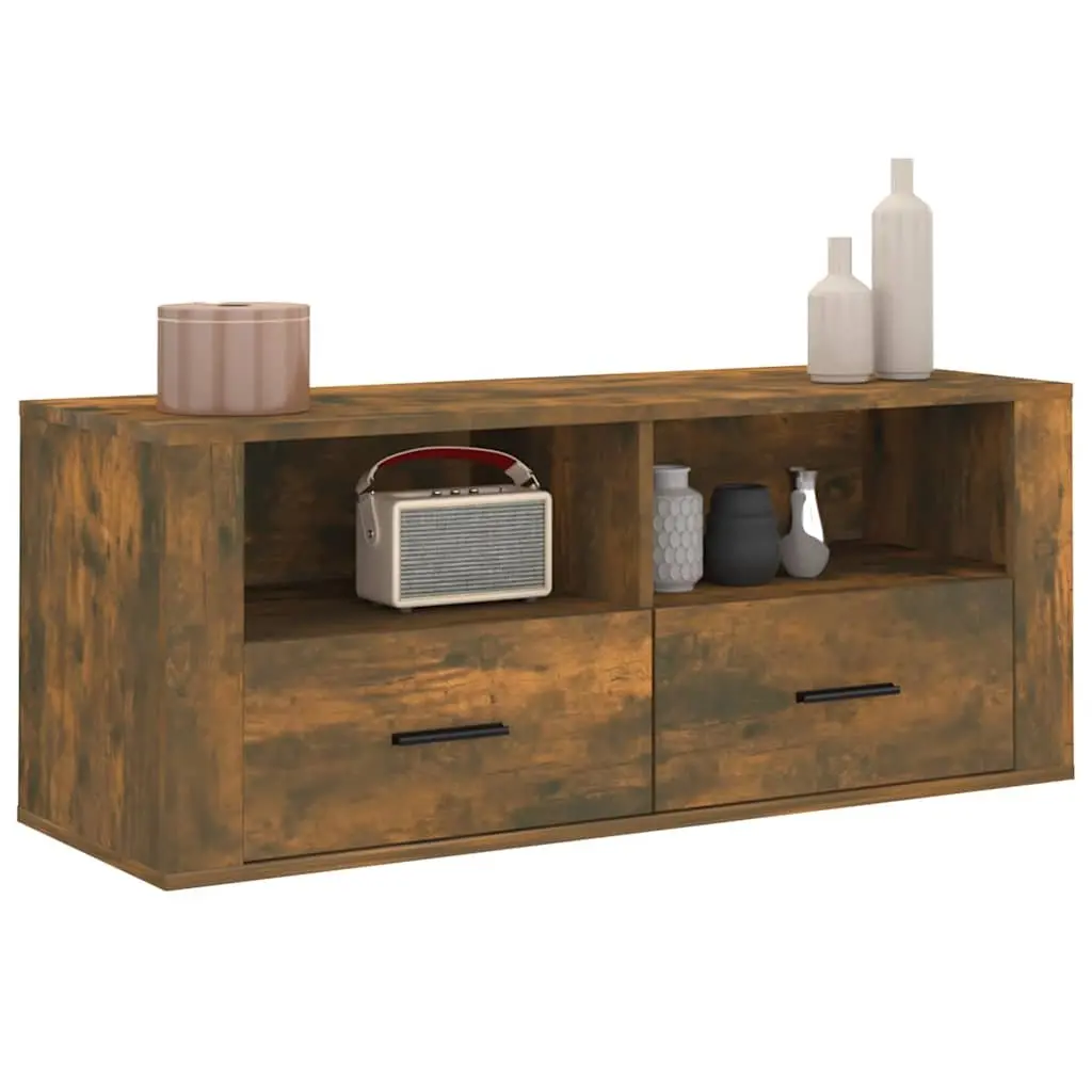 TV Cabinet Media Storage Unit 100cm Smoked Oak