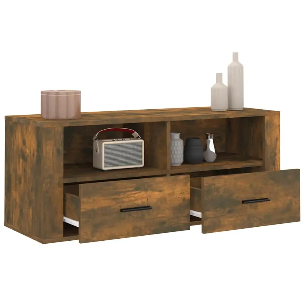 TV Cabinet Media Storage Unit 100cm Smoked Oak