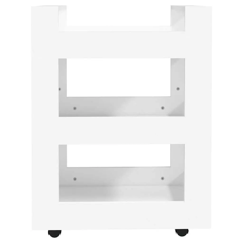 Kitchen Trolley Storage Cart 3-Shelf 60x45x80 cm White Engineered Wood