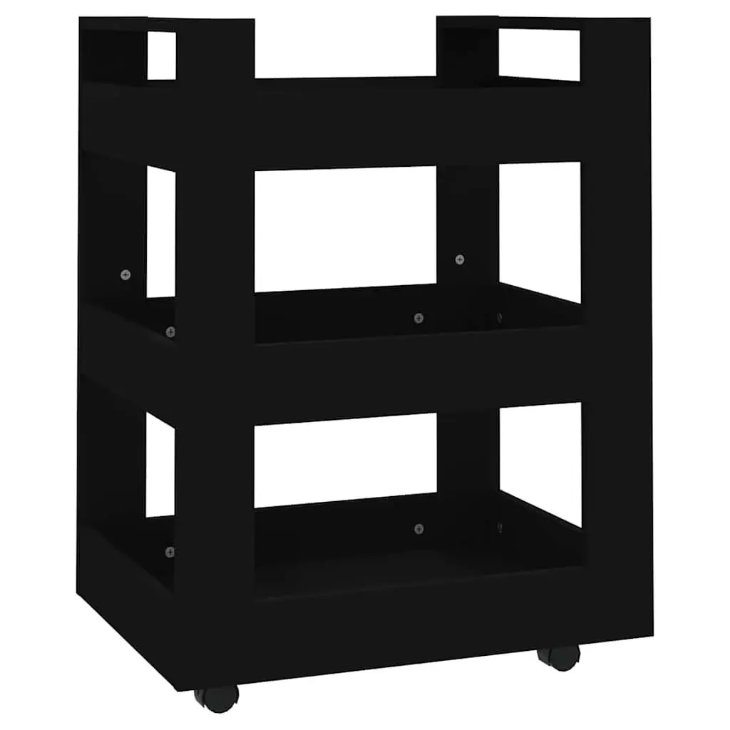 Kitchen Trolley Storage Cart 60x45x80 cm 3 Shelf Black