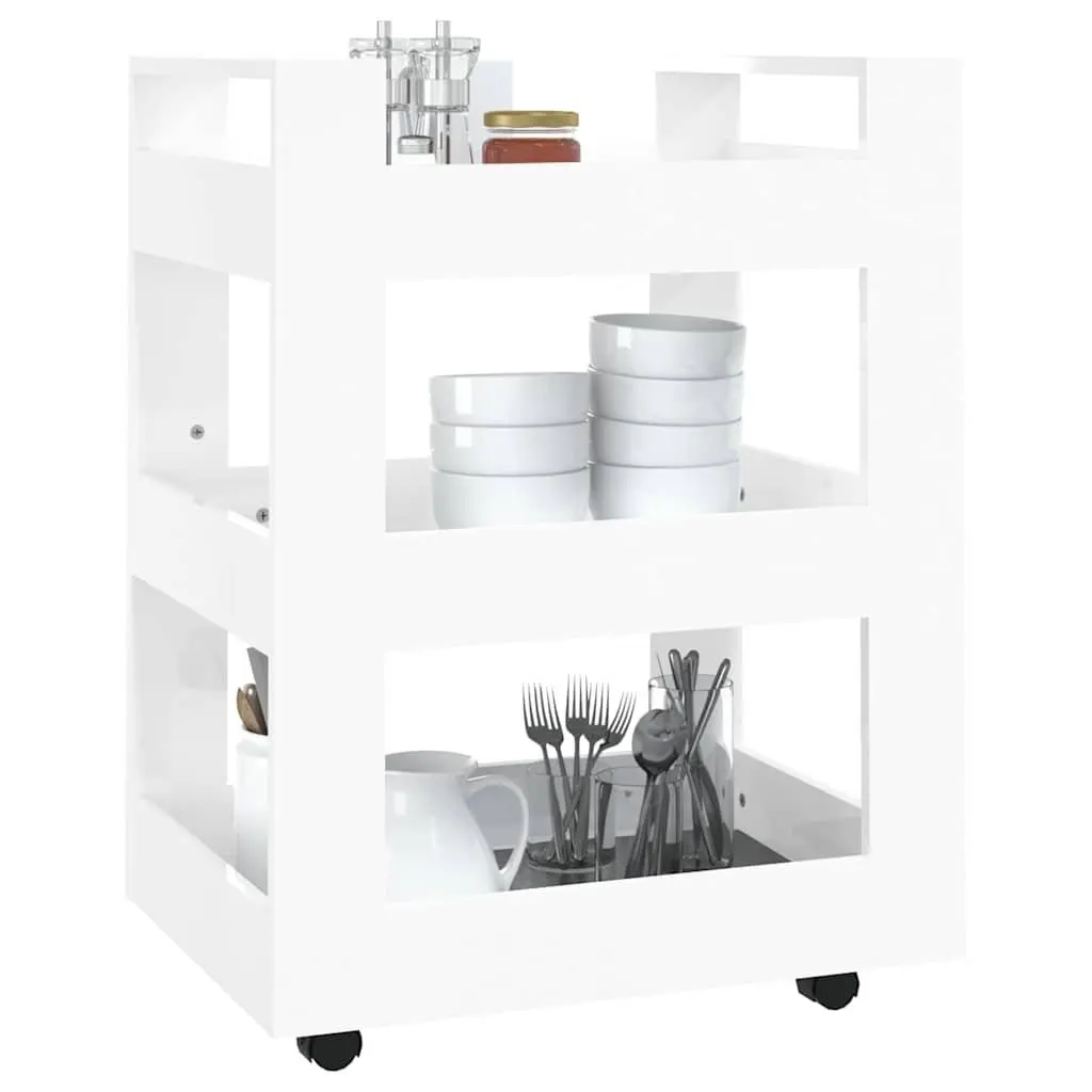 White Kitchen Trolley 60x45x80cm Storage Cart