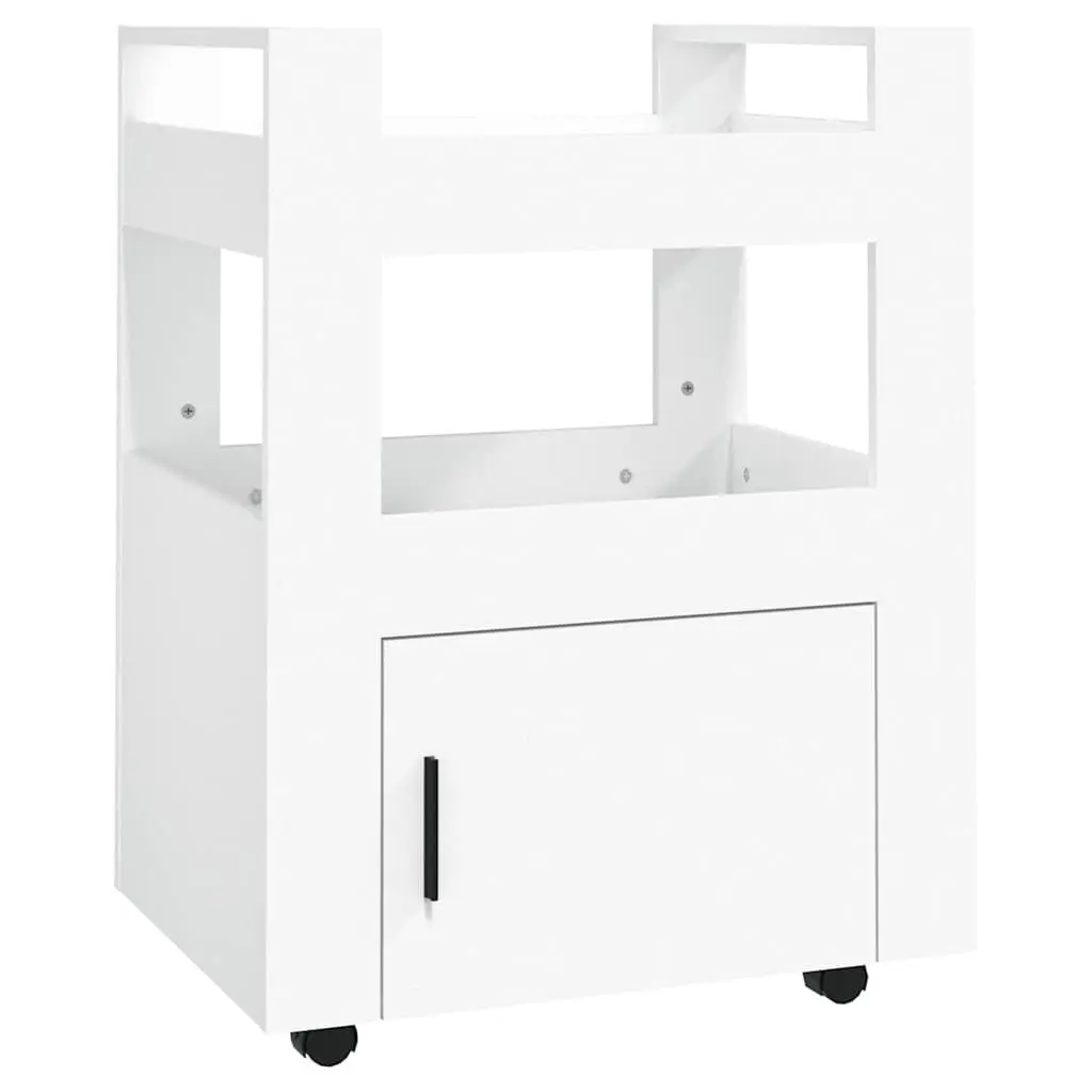Kitchen Trolley White Storage Organizer 60x45x80 cm with Shelves Casters Wheels