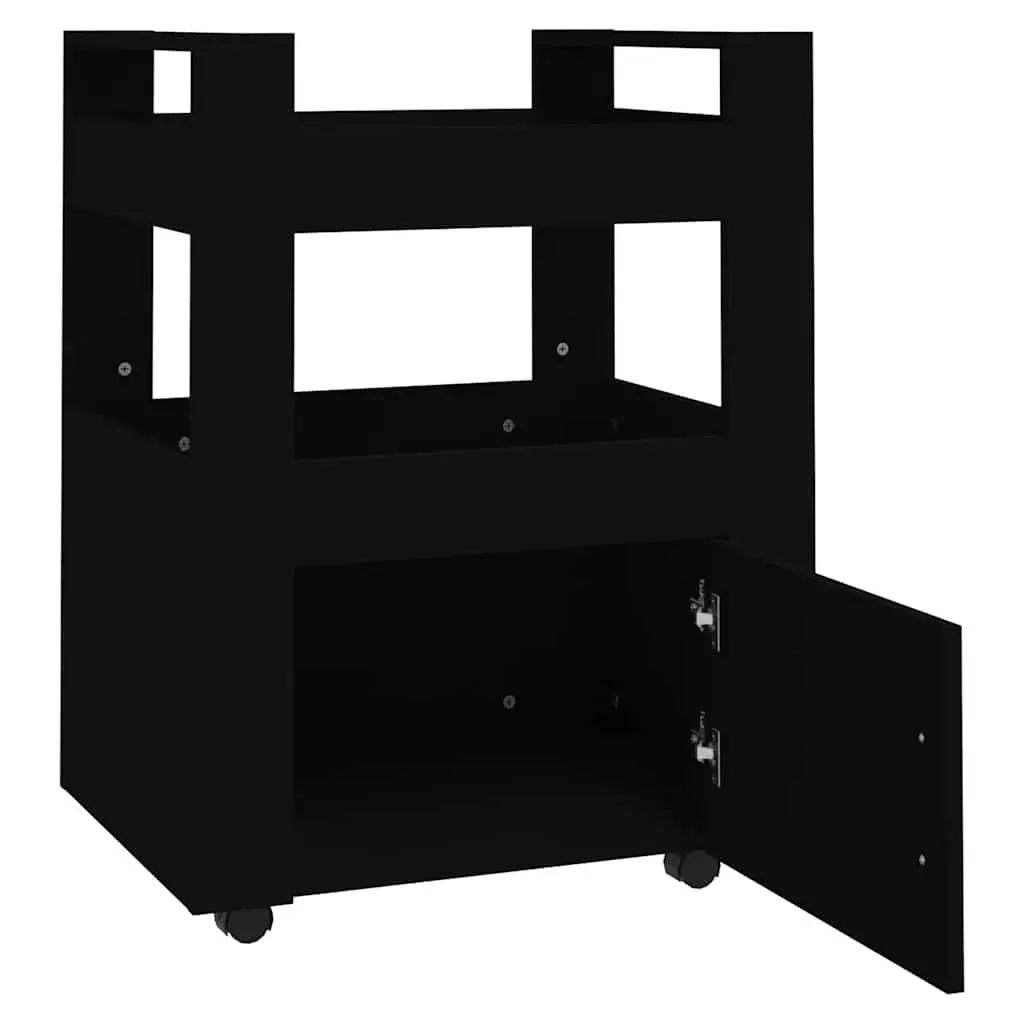 Kitchen Trolley Storage Cart Rolling 60x45x80cm Black