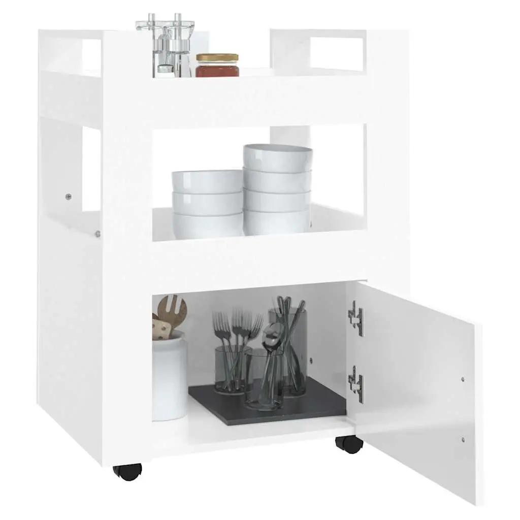 Kitchen Trolley Storage Cart White 60x45x80cm 2 Shelves