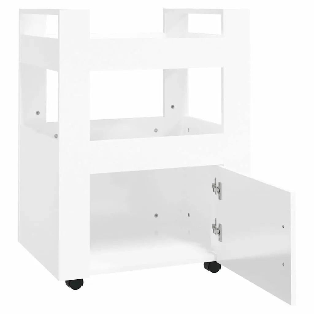 Kitchen Trolley Storage Cart White 60x45x80cm 2 Shelves