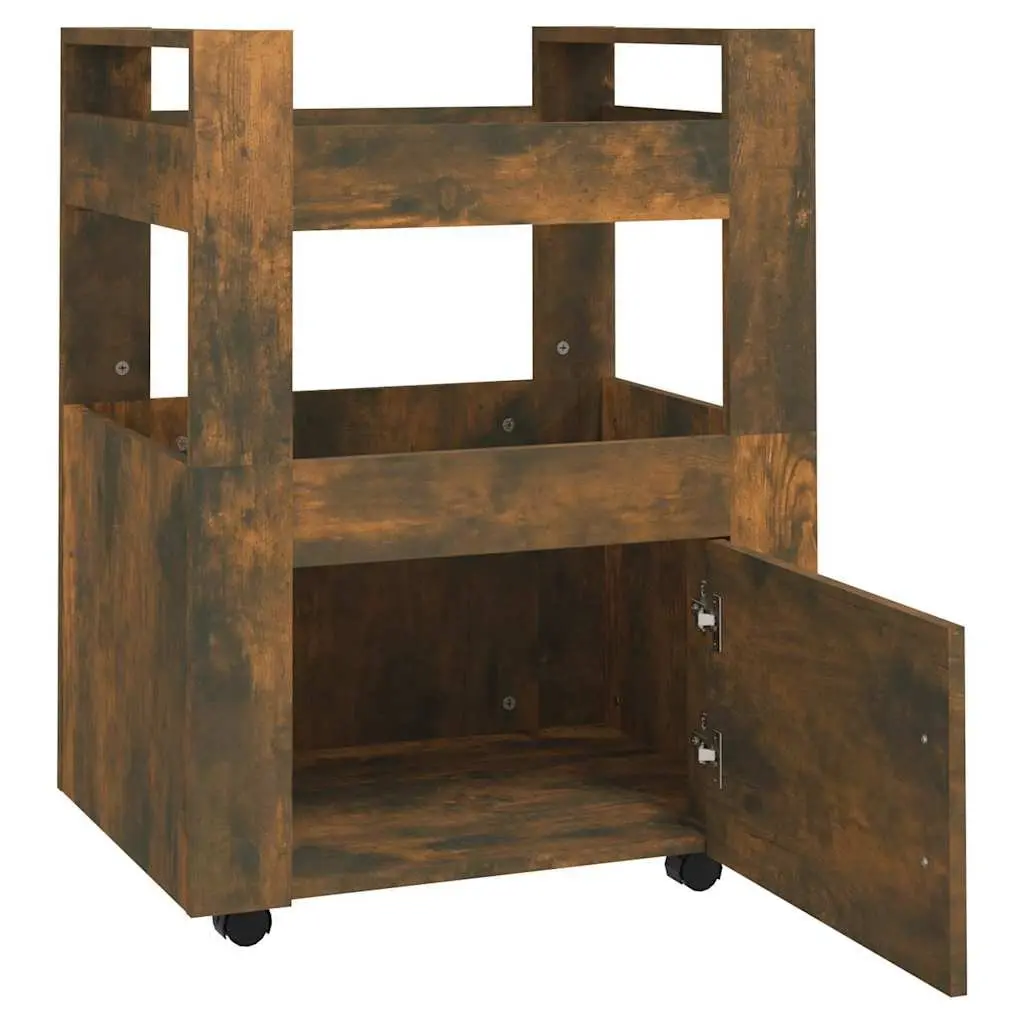 Kitchen Trolley with 2 Shelves Brown Engineered Wood Storage Cart Mobile