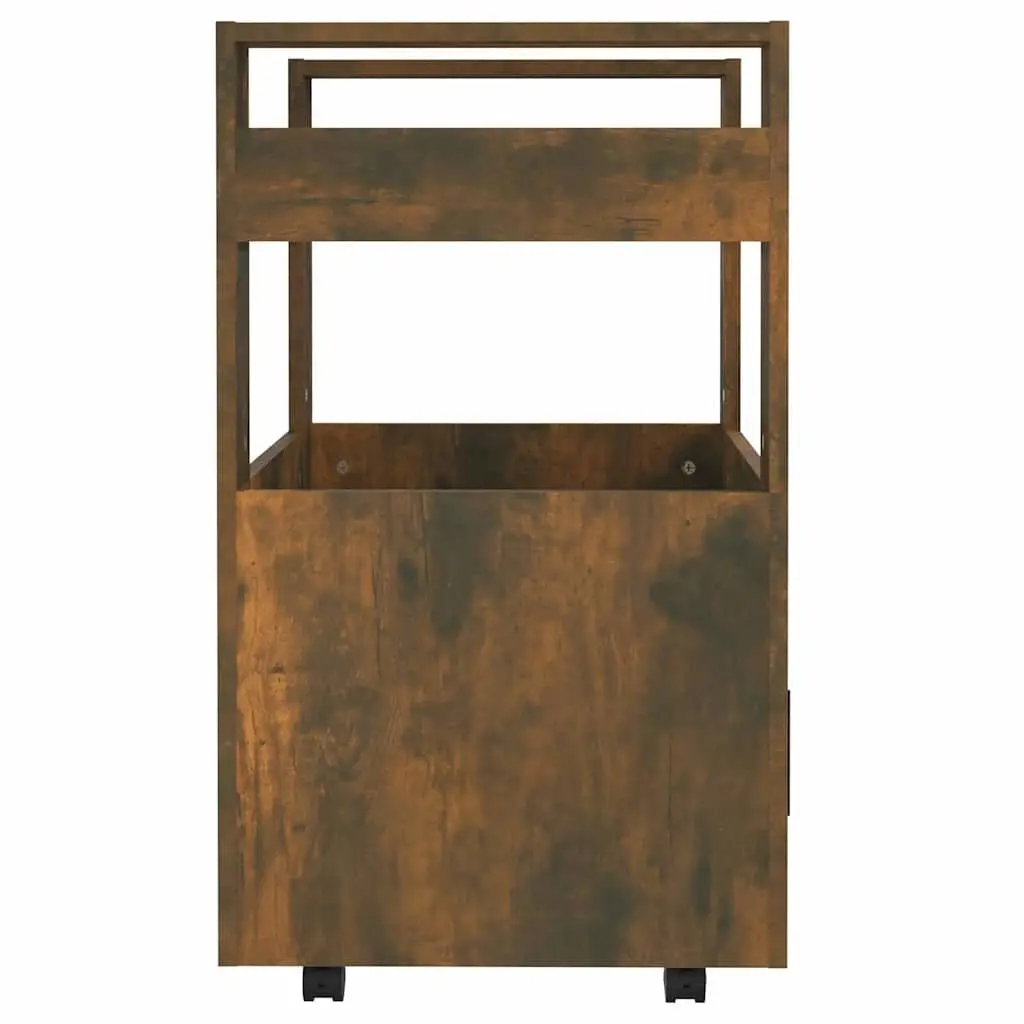 Kitchen Trolley with 2 Shelves Brown Engineered Wood Storage Cart Mobile