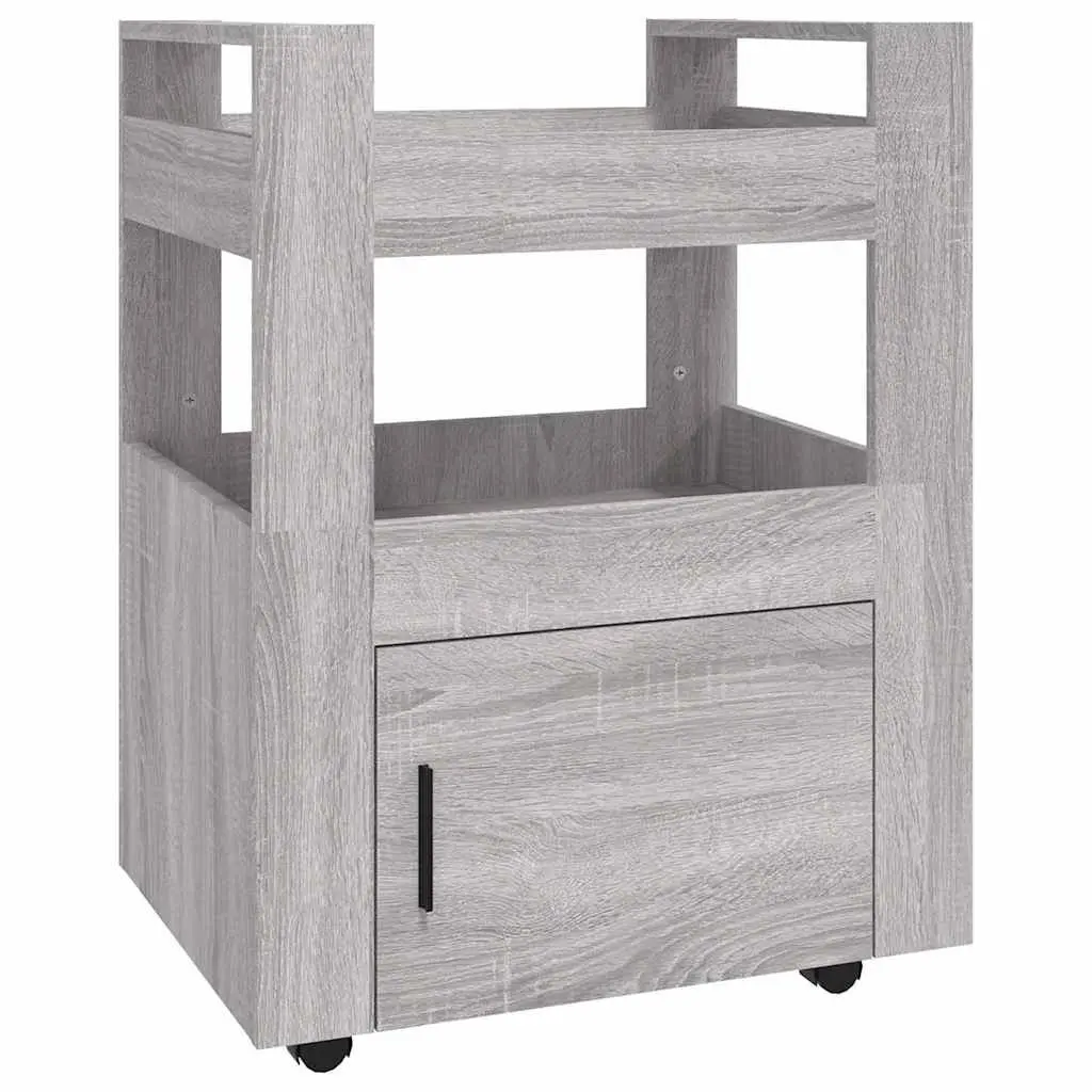 Kitchen Trolley Grey Sonoma 60x45x80 cm Storage Shelves Wheels Dining
