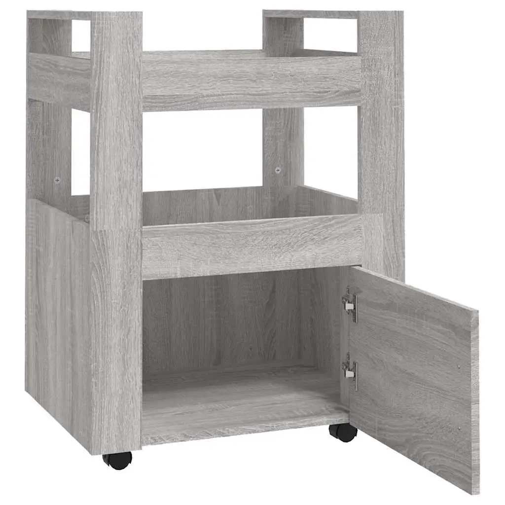 Kitchen Trolley Grey Sonoma 60x45x80 cm Storage Shelves Wheels Dining