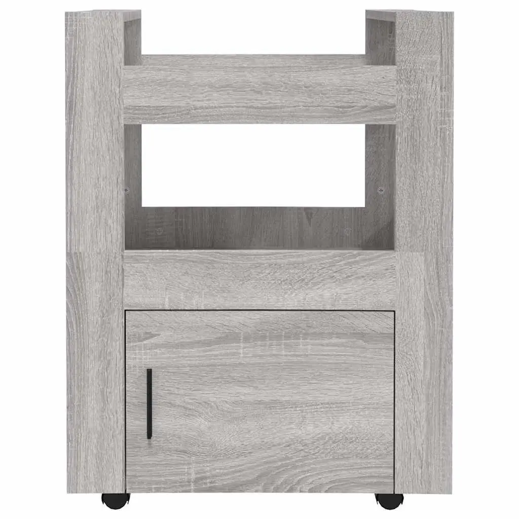 Kitchen Trolley Grey Sonoma 60x45x80 cm Storage Shelves Wheels Dining