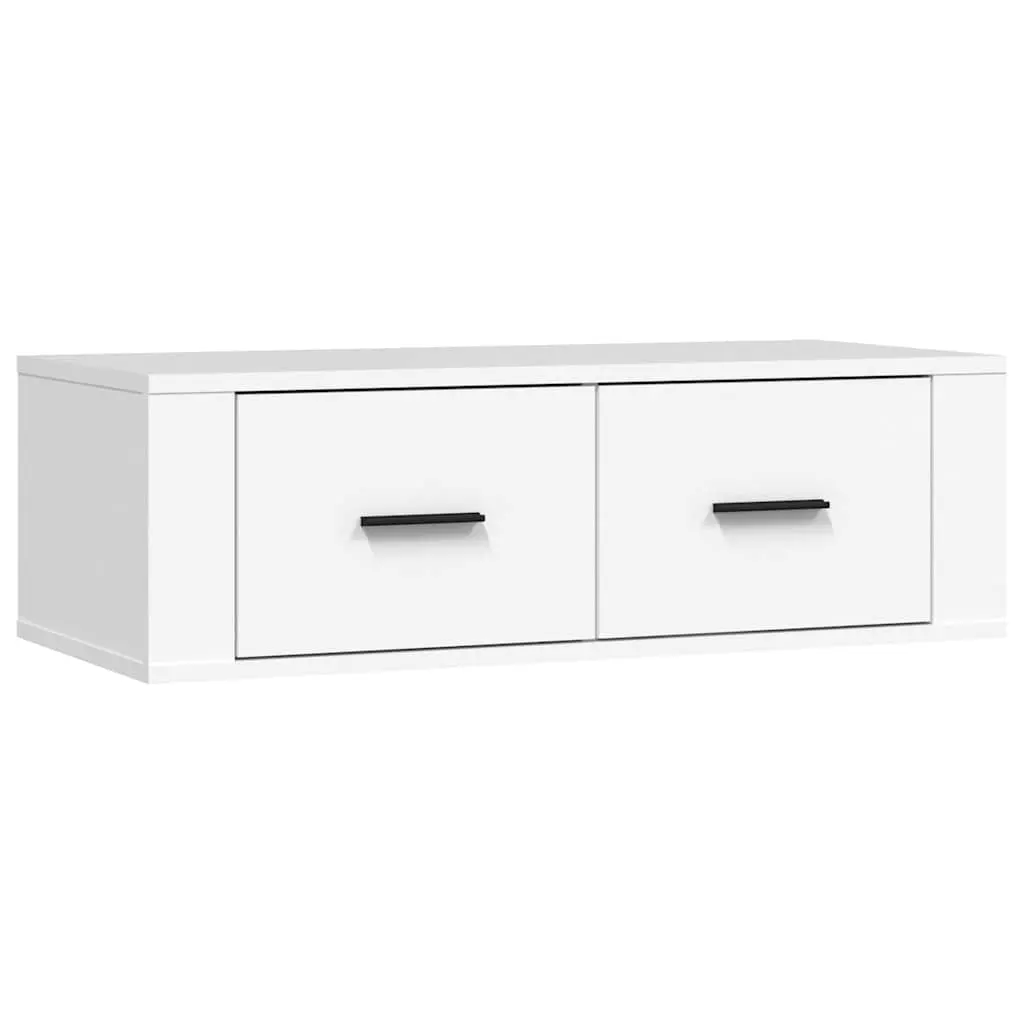 Hanging TV Cabinet Wall-Mounted Media Storage Unit Engineered Wood 80x36x25cm White