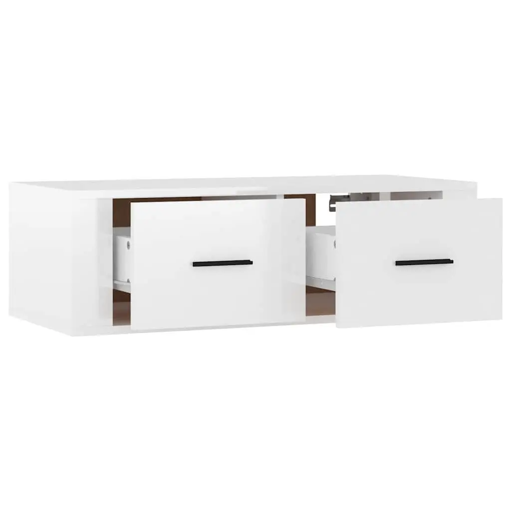 Hanging TV Cabinet White Wall-Mounted Storage Unit Engineered Wood Drawers