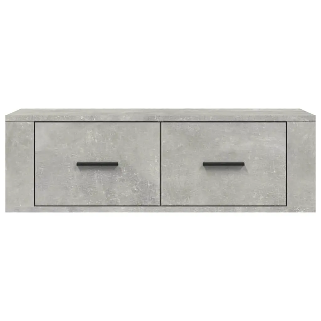 Wall-Mounted TV Cabinet Storage Unit Grey Engineered Wood 2 Drawers
