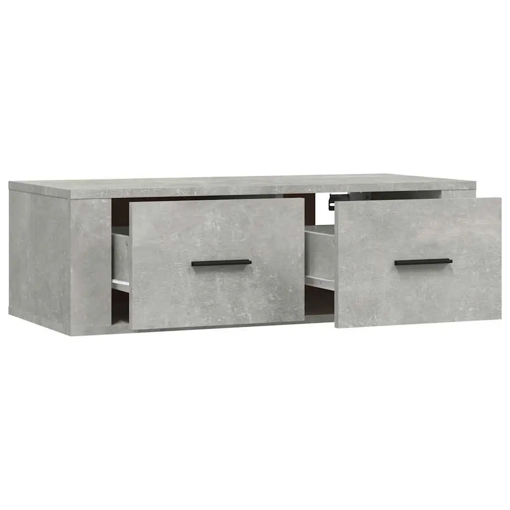 Wall-Mounted TV Cabinet Storage Unit Grey Engineered Wood 2 Drawers