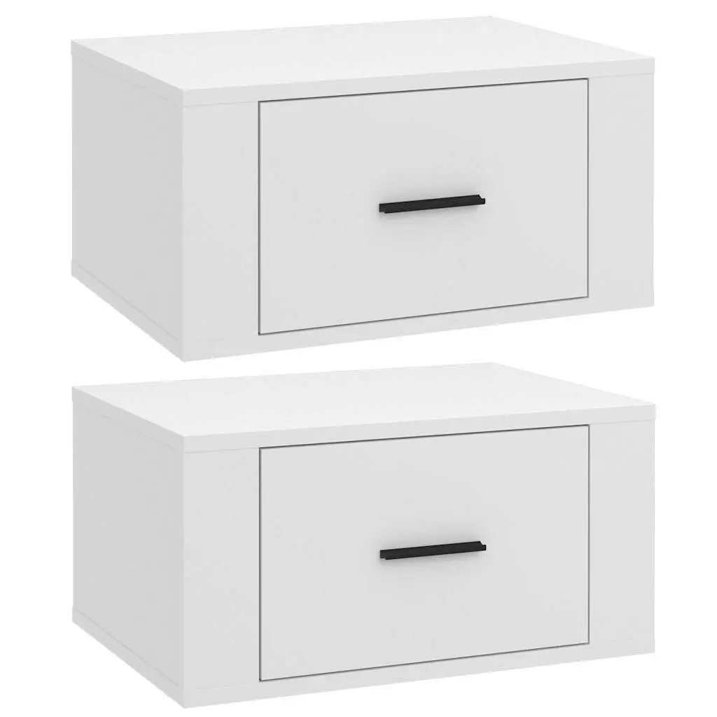 Wall-mounted Bedside Cabinets 2 pcs White Floating Storage Organiser 50x36x25 cm