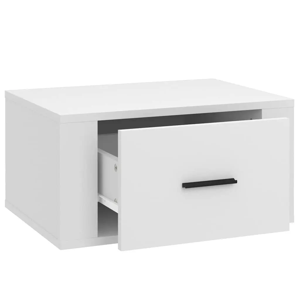 Wall-mounted Bedside Cabinets 2 pcs White Floating Storage Organiser 50x36x25 cm