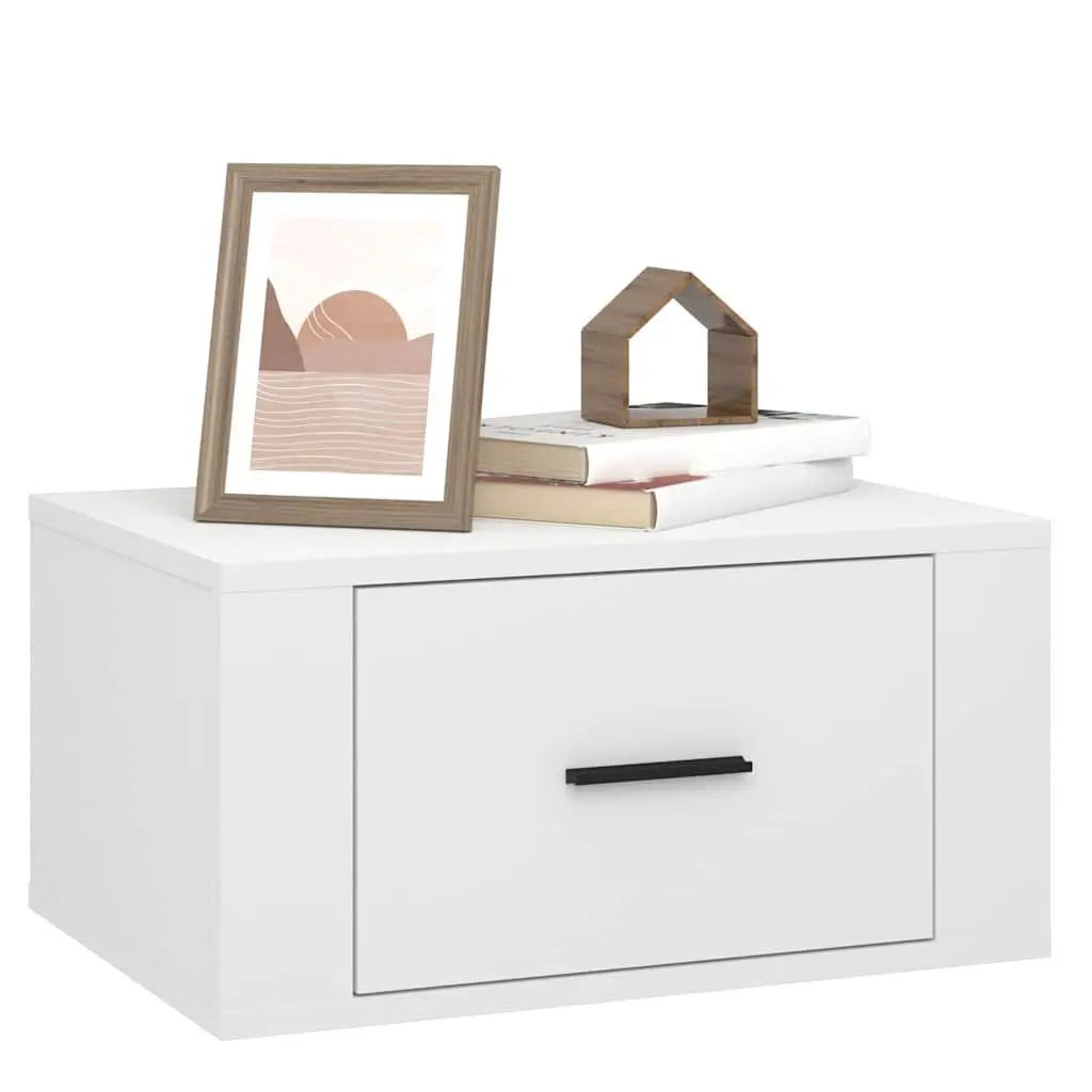 Wall-mounted Bedside Cabinets 2 pcs White Floating Storage Organiser 50x36x25 cm